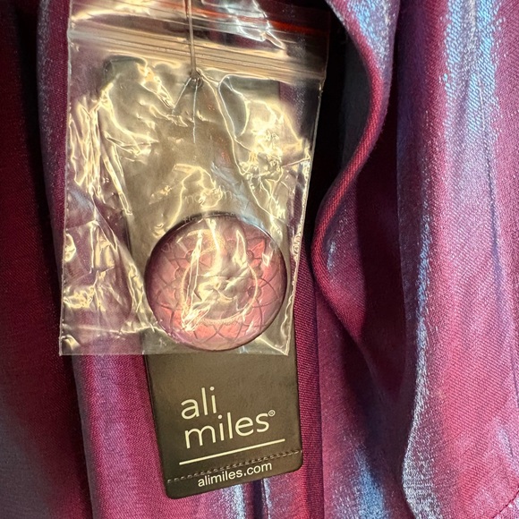 Ali Miles Shimmering Purple Button Down Shirt 3X - Picture 15 of 16